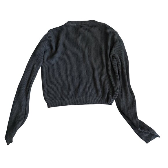 Brandy Melville Ribbed Black Cropped Knit Sweater One Size - Picture 3 of 3